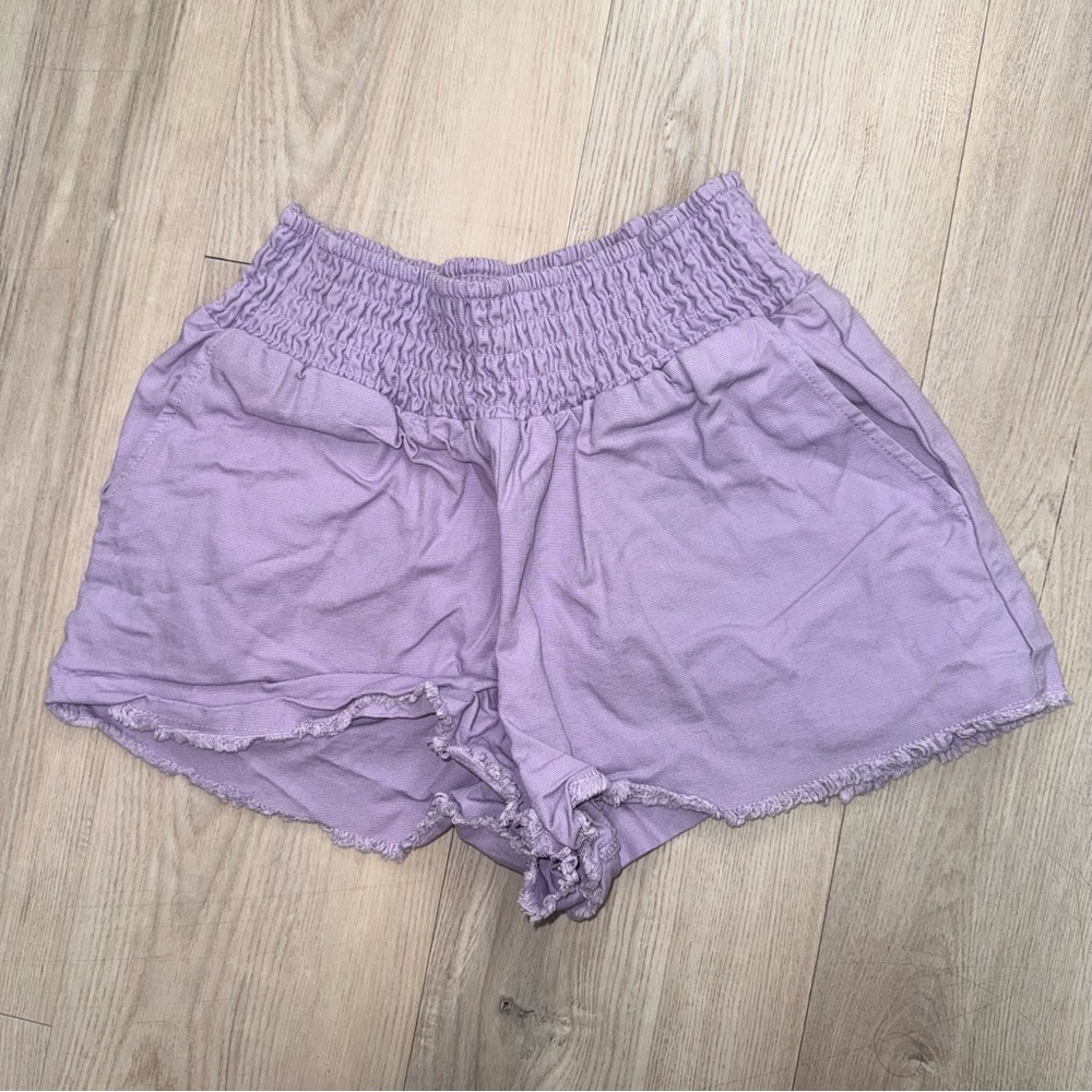 🔴Lavender Smocked-Waist Casual Shorts